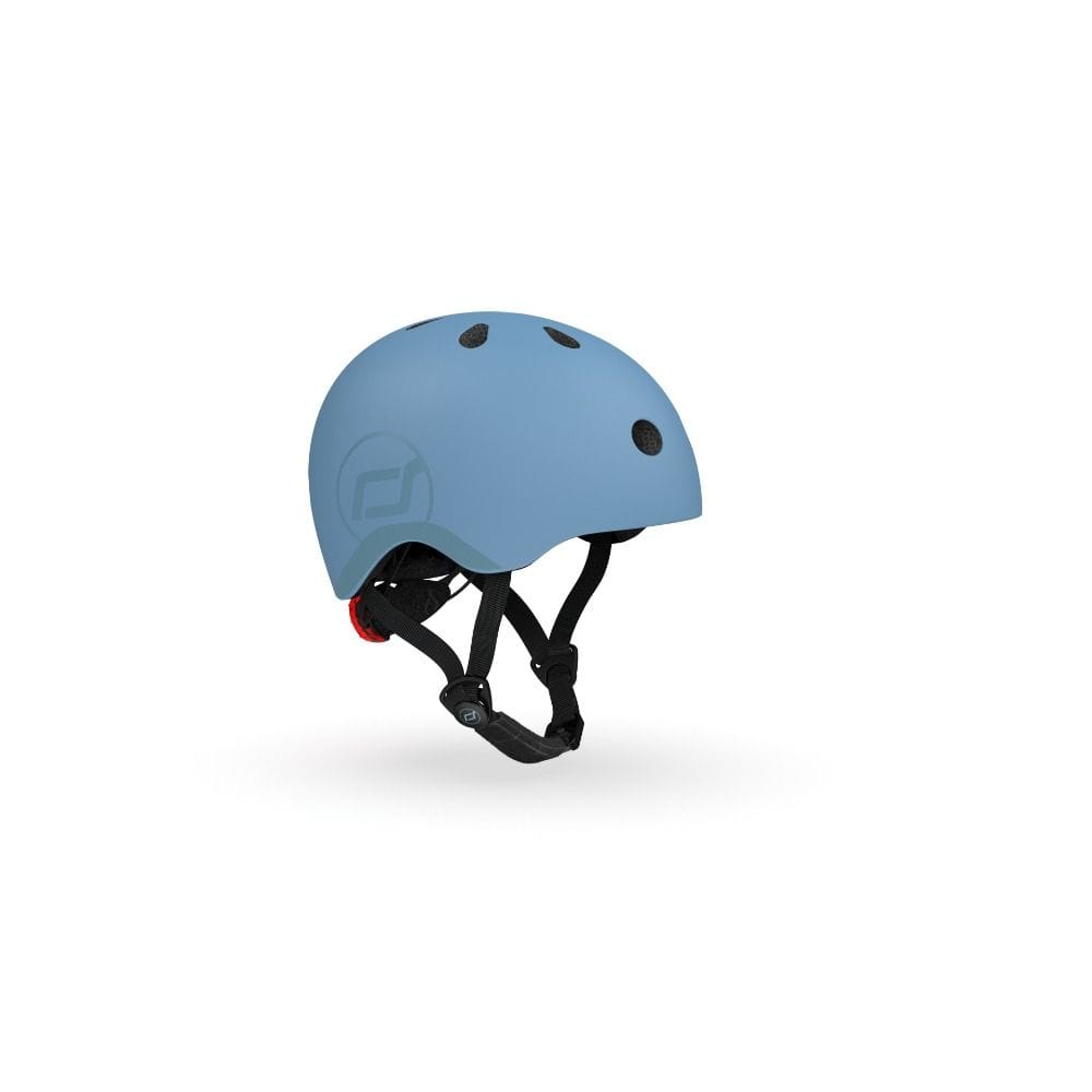 Scoot & Ride Kid Helmet S-M 3+ Years 51-55cm, Battery Operated And LED Safety Light, 3D Foam Molded Inner Padding, Magnetic Fastening System - Steel
