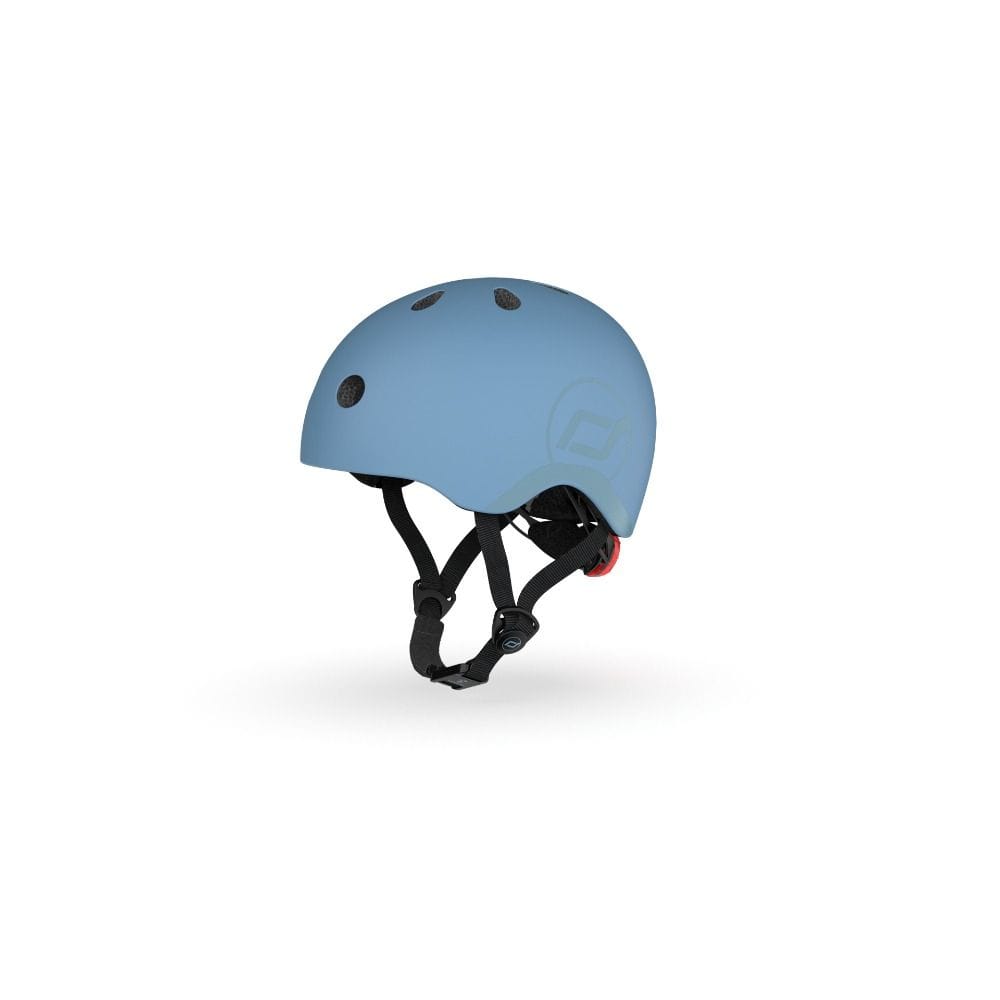 Scoot & Ride Kid Helmet S-M 3+ Years 51-55cm, Battery Operated And LED Safety Light, 3D Foam Molded Inner Padding, Magnetic Fastening System - Steel