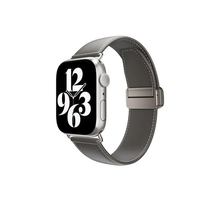 SwitchEasy Genuine Leather Watch Band with Magnetic Lock for Apple Watch Series 4-Series 9 38/40/41mm Gray | SAW341238GR24