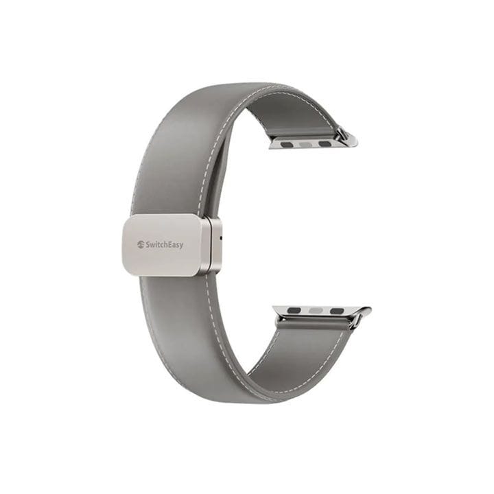 SwitchEasy Genuine Leather Watch Band with Magnetic Lock for Apple Watch Series 4-Series 9 38/40/41mm Gray | SAW341238GR24