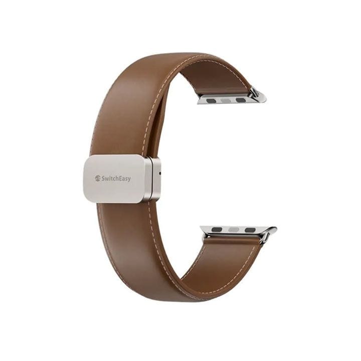 SwitchEasy Genuine Leather Watch Band with Magnetic Lock for Apple Watch Series 4-Series 9 42/44/45/49mm Brown | SAW459238BN24