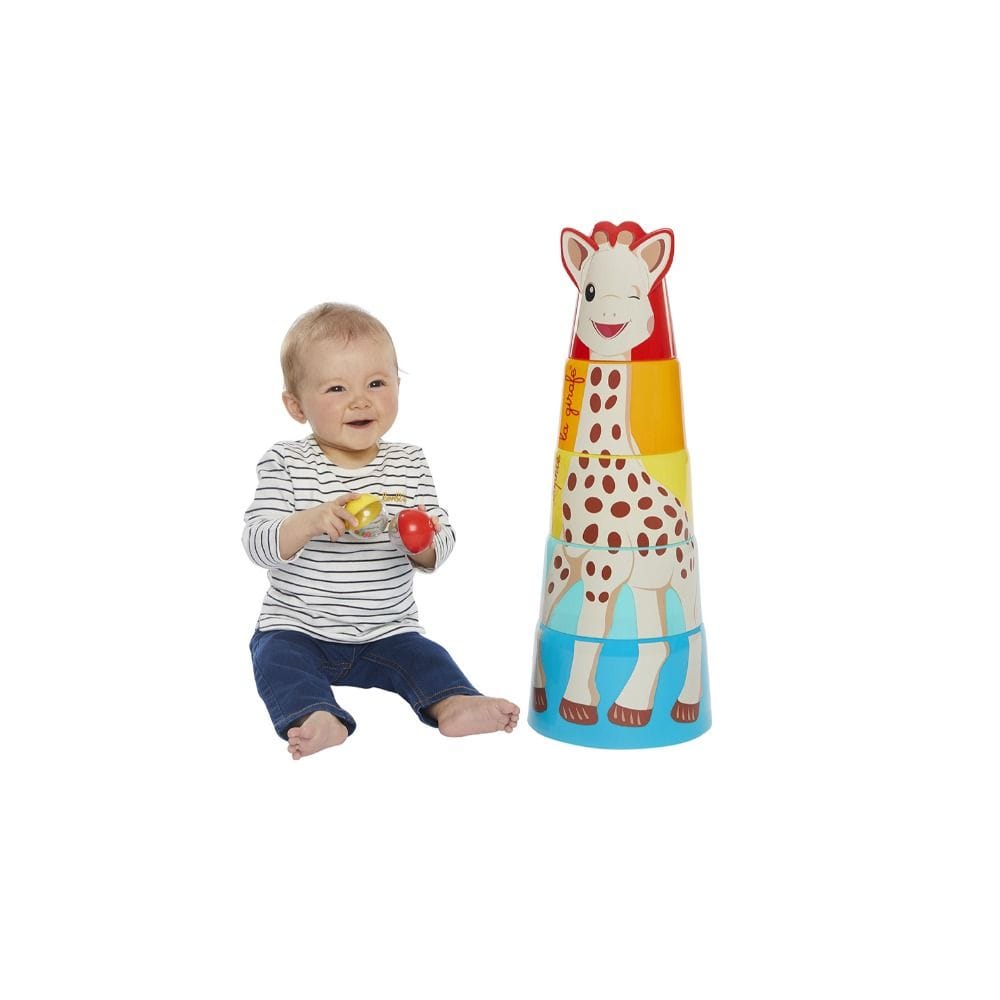 Sophie La Girafe 3 In 1 Giant Tower Toy 10 Monthss, 5 Pieces To Stack, Construction Game, A Puzzle, Ball Game, Fresh Touch Collection - Multicolour