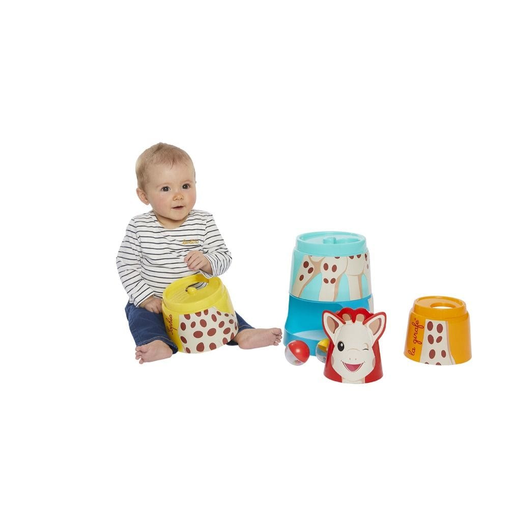 Sophie La Girafe 3 In 1 Giant Tower Toy 10 Monthss, 5 Pieces To Stack, Construction Game, A Puzzle, Ball Game, Fresh Touch Collection - Multicolour
