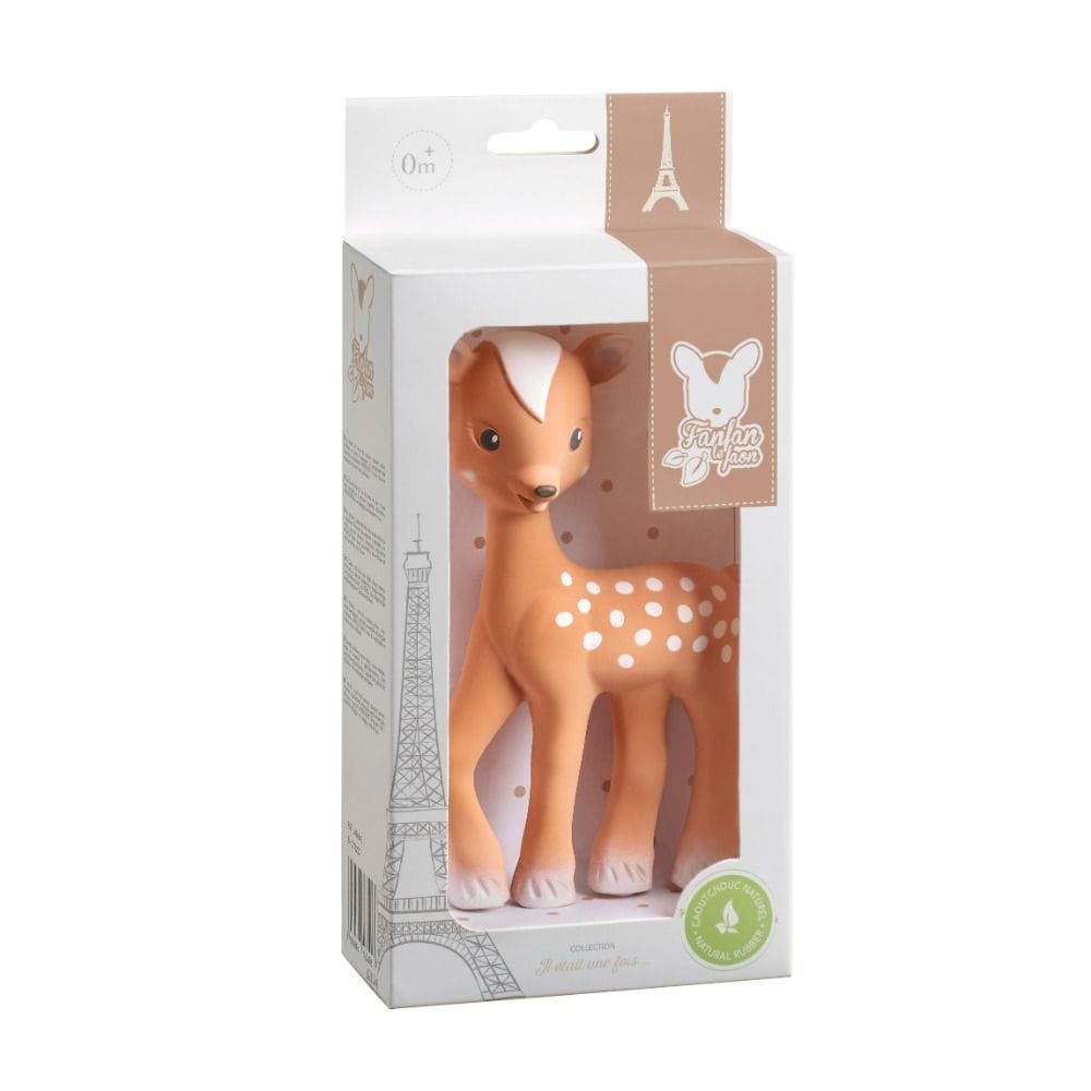 Sophie La Girafe Fanfan The Fawn Teether Toy 0+ Monthss, Encourages Motor Skills, Stimulates Baby's Senses, Soft And Flexible For Teething - Brown/White