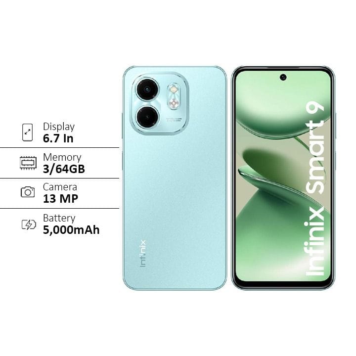 Infinix Smart 9 HD 64GB+3GB  Smartphone - Mint Green | X6532C