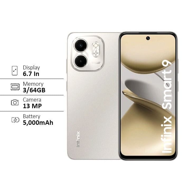 هاتف إنفينيكس سمارت 9 HD بذاكرة ٦٤ جيجابايت+٣ جيجابايت - تيتانيوم نيو | X6532C