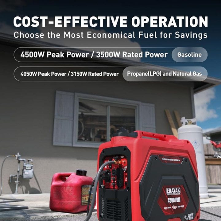 Erayak 4500W Tri-Fuel Portable Inverter Generator for Home Use, Camping Outdoor - Red |4500W-TriFuel