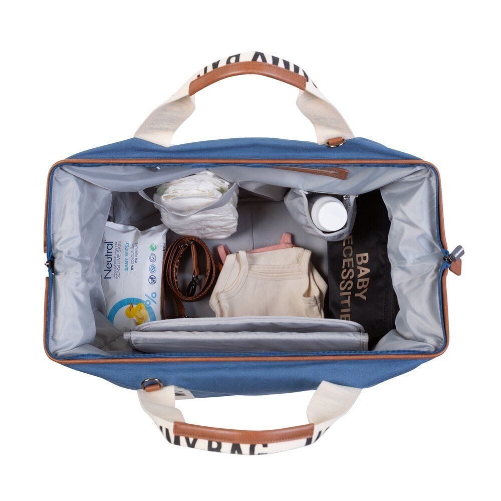 Childhome Signature Canvas Mommy Bag, Multi-purpose, Full Of Accessories, Ultra Practical, Large Capacity, Easy To Clean - Indigo