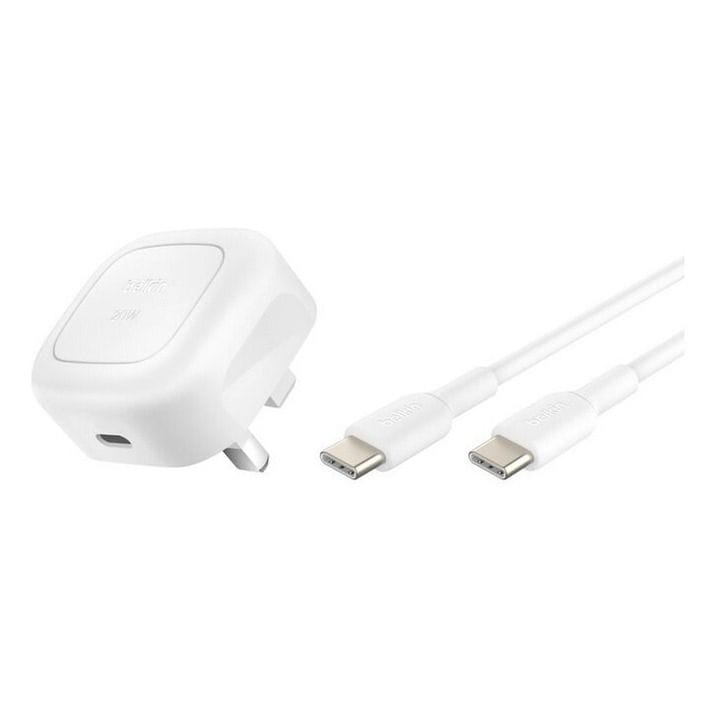 Belkin 20 W PD USB-C Wall Charger + USB-C Cable 1 m (UK Plug) | White | WCA009MY1MWH-B6