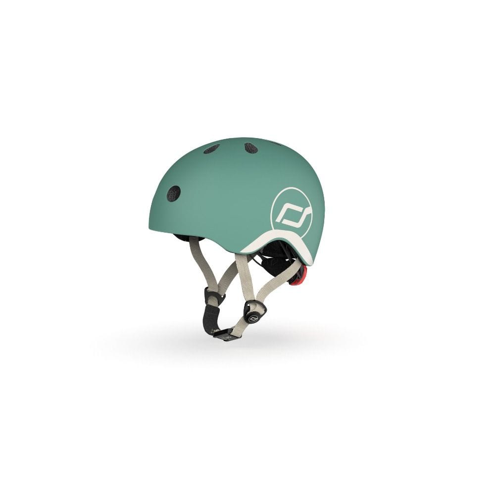 Scoot & Ride Baby Helmet XXS-S, Magnetic Safety Fastener, Comfortable And Adjustable Design, 3 Different Light Modes - Forest
