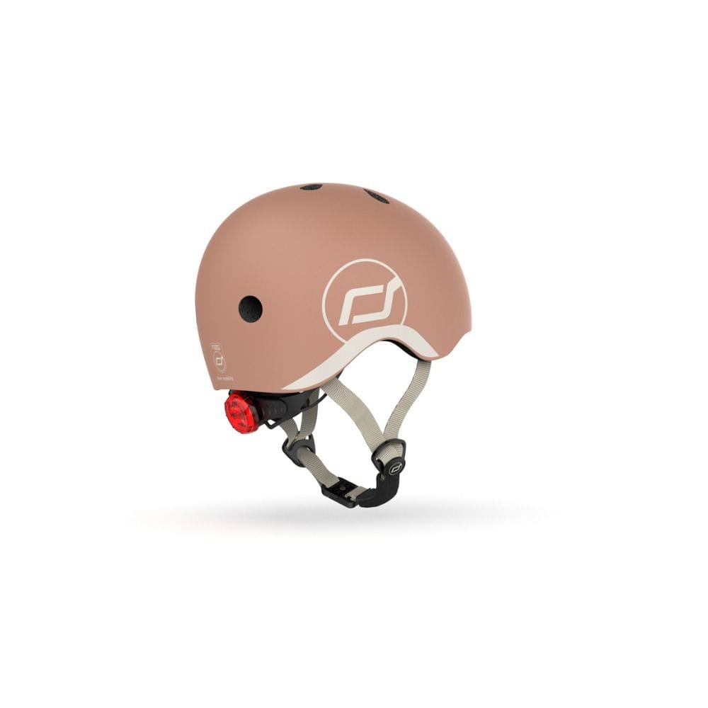 Scoot & Ride Baby Helmet XXS-S, Magnetic Safety Fastener, Comfortable And Adjustable Design, 3 Different Light Modes - Mocha