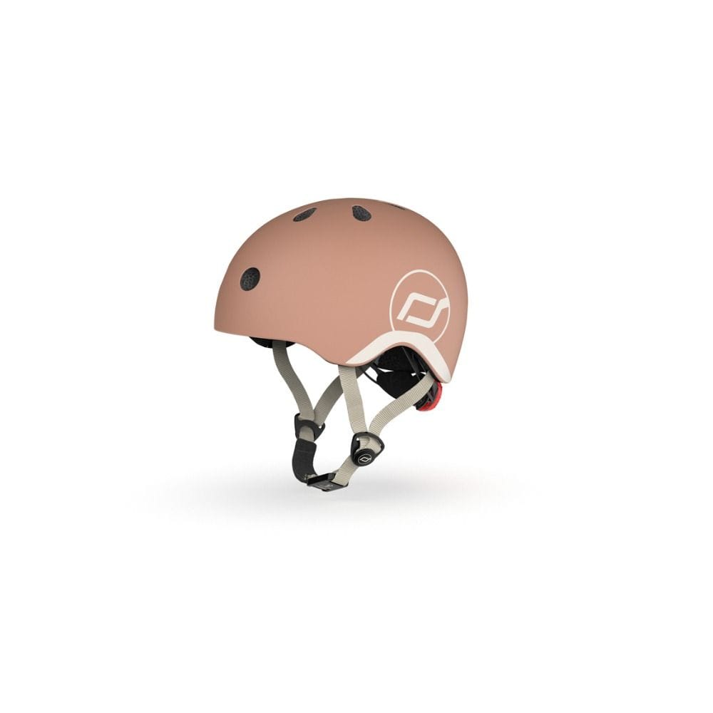 Scoot & Ride Baby Helmet XXS-S, Magnetic Safety Fastener, Comfortable And Adjustable Design, 3 Different Light Modes - Mocha