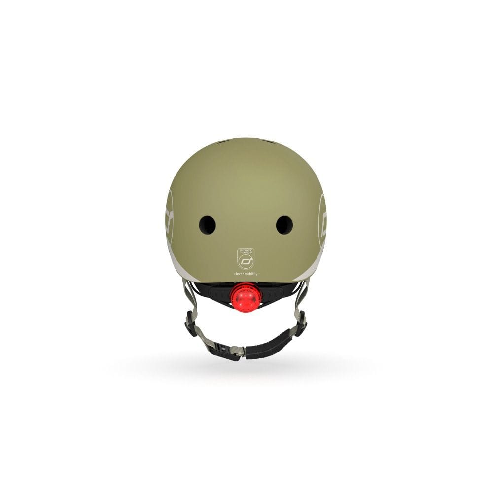 Scoot & Ride Kid Helmet XXS-S 1+ Years 45-51cm, Battery Operated And LED Safety Light, 3D Foam Molded Inner Padding, Magnetic Fastening System - Olive