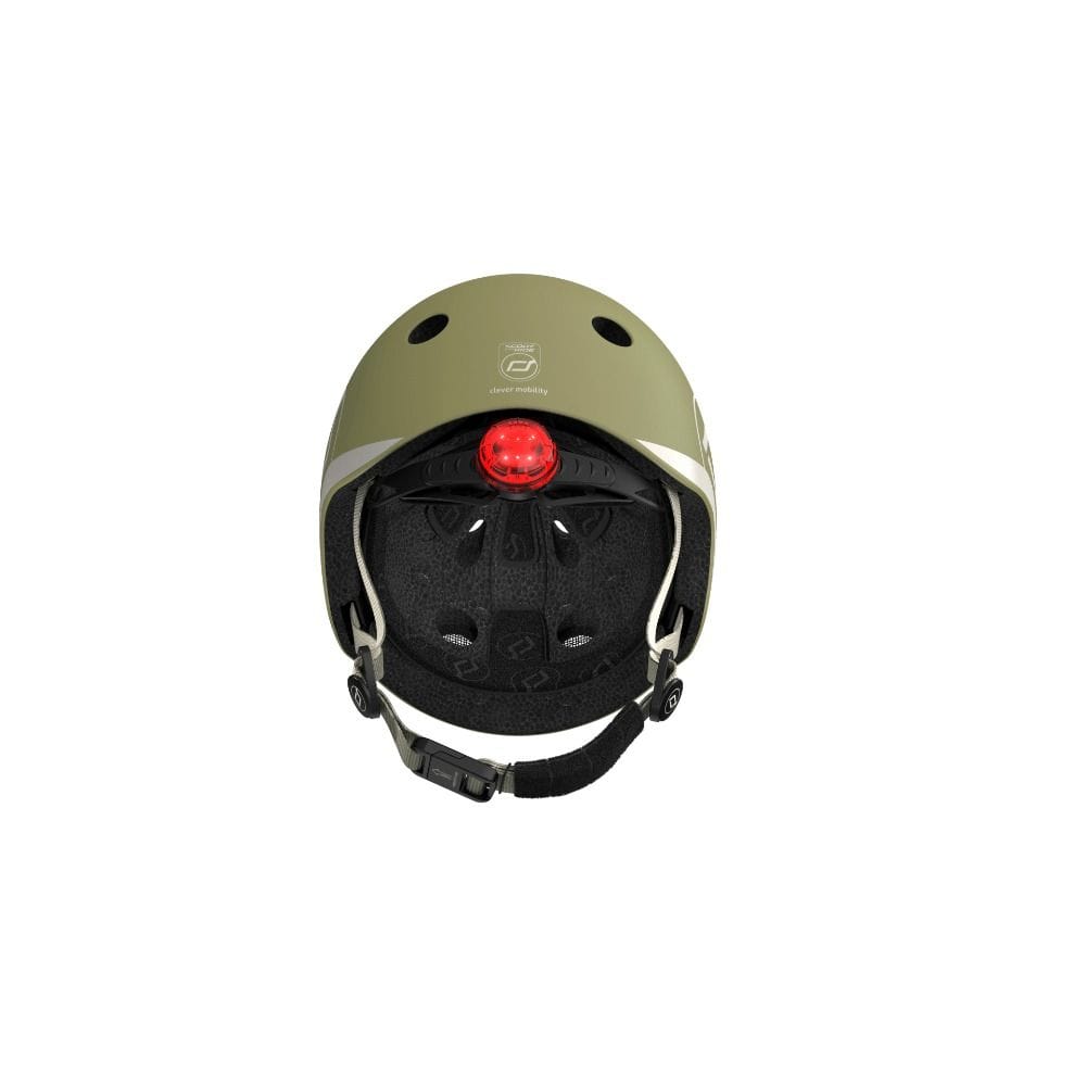 Scoot & Ride Kid Helmet XXS-S 1+ Years 45-51cm, Battery Operated And LED Safety Light, 3D Foam Molded Inner Padding, Magnetic Fastening System - Olive