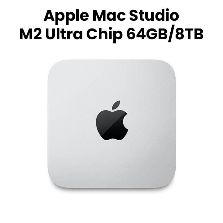 Apple M2 Ultra Chip Desktop - 24-Core CPU, 60-Core GPU, 32-Core Neural Engine, 64GB RAM, 8TB SSD - Silver| M2U-64-8