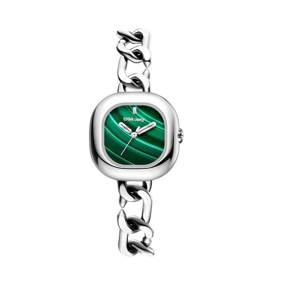 CIGA Design D Series Green Women Quartz Analog Watch, Stainless Steel Silver Case, Green Dial, Mineral Crystal, 3 ATM Water Resistant