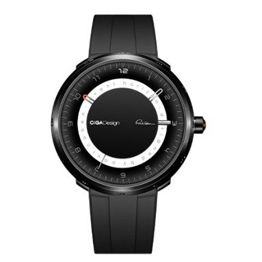Ciga Design U-Series Black Hole Watch, 46mm 316L Stainless Steel Case, Seiko NH05 Movement, Fluororubber Strap, 3 ATM Water Resistant