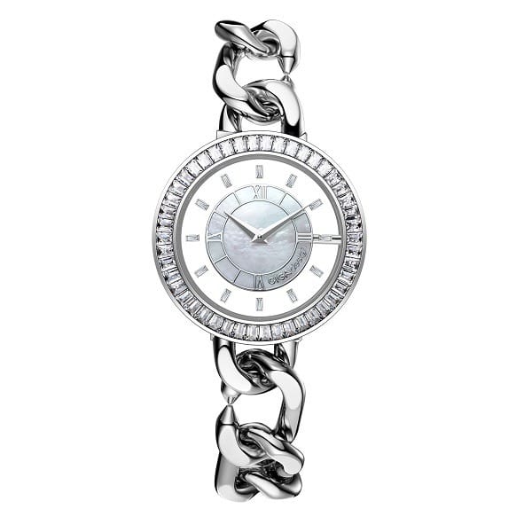 CIGA Design D Series Sparkle Women Quartz Watch, 33.9mm Stainless Steel Case & Bracelet, White MOP Dial, Mineral Crystal, 30M Water Resistant