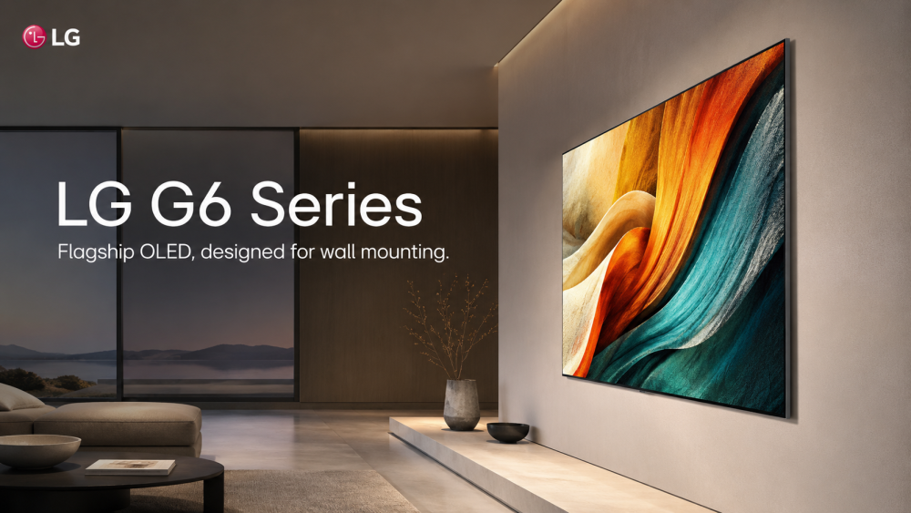 LG OLED G6 Series TV mounted flush against a wall