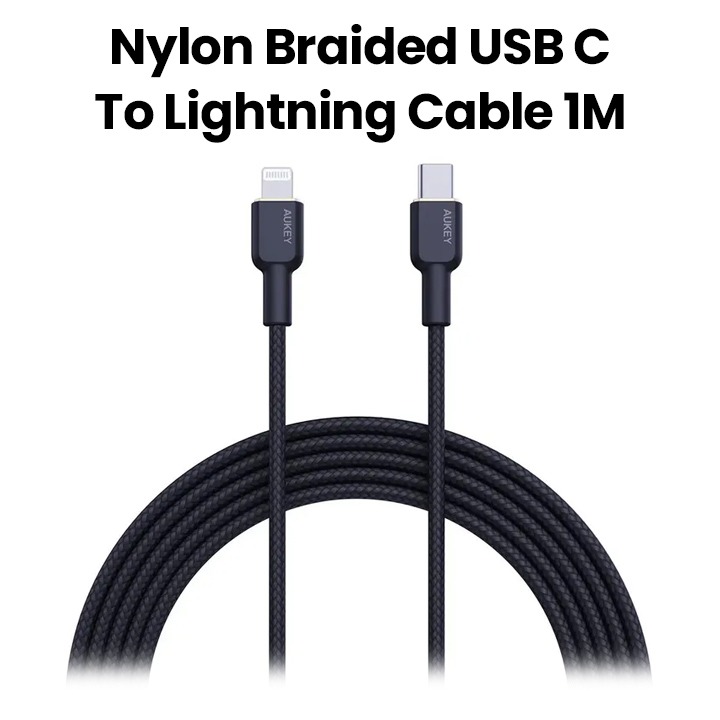 Buy Aukey 1M Nylon Braided USB-C to Lightning Cable Black |CB