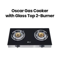 Oscar 2-Burner Gas Cooker with Glass Top - Black |OGT 2GL1