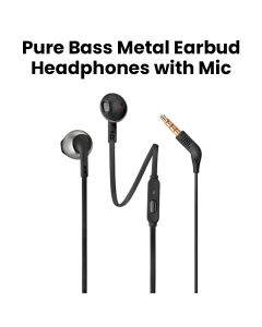 JBL T205 Pure Bass Metal Earbud Headphones with Mic - Black