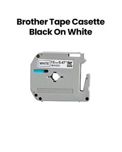 Genuine Brother 12mm Black on White Label Tape (M12-K231)
