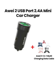 Awei Dual USB Port Car Charger – Black | C-830