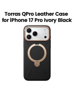 Torras QPro Leather Mobile Case for iPhone 17 Pro - Ivory Black | X00FX2601