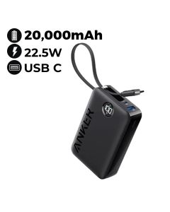 Anker Power Bank 20,000mAh 22.5W Built-In USB-C Cable - Black | A1647H11