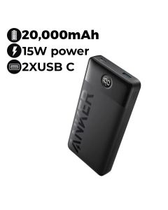 Anker 326 Power Bank 20,000mAh, 15W, 2-Port - Black | A1367H11