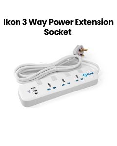 Ikon 3-Way 13A Power Extension Socket 3M White | IK-4042NU