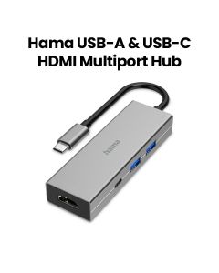 Hama USB-C Hub Multiport 4 Ports (2 x USB-A, USB-C, HDMI) - Gray |200107