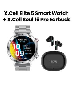 Xcell Elite 5 Smartwatch Stainless Steel Silver + Soul 16 Pro Stereo Earbuds - Silver | XL-BD-ELITE5SLVM-SOUL16PRO