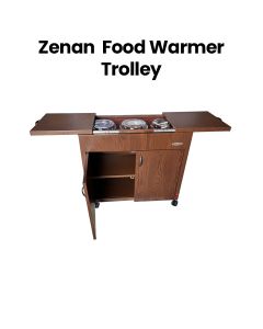 Zenan Food Warmer Trolley + 3 Glassware - White |ZFW-T004