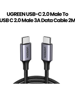 UGREEN USB-C 2.0 Male to USB-C 2.0 Male 3A Data Cable | 2M | Black | UG-CBL-US261-USBC-C-60W-2M-BLK