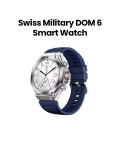Swiss Military Smart Watch with Silver Frame & Blue Silicon Strap | SM-WCH-DOM6-SILF-BLUSS
