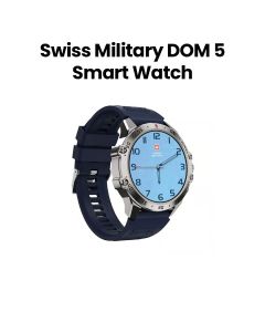 Swiss Military Smart Watch with Silver Frame & Dark Blue Silicon Strap | SM-WCH-DOM5-SILFBLUSS