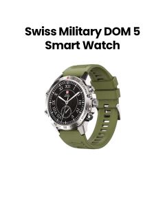Swiss Military Smart Watch with Silver Frame & Dark Green Silicon Strap | SM-WCH-DOM5-SILFGRNSS