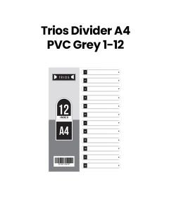 Trios Divider A4 PVC 1-12 - Grey | TS-GS-70012