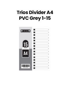 Trios Divider A4 PVC 1-15 - Grey | TS-GS-70015
