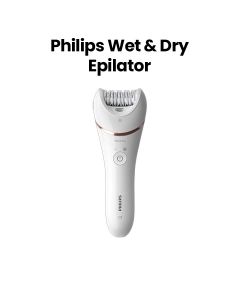 Philips Series 8000 Satinelle Essential Epilator Extra Wide Head & Wet/Dry Use | White/Gold | BRE720/01
