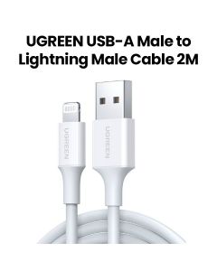 UGREEN USB-A to Lightning Cable Nickel Plating ABS Shell 2M | White | UG-CBL-US155-LTG-WHT-2M