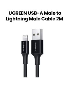 UGREEN USB-A to Lightning Cable Nickel Plating ABS Shell 2M | Black | UG-CBL-US155-LTG-BLK-2M