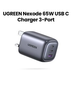 UGREEN Nexode 65W USB-C Wall Charger 3 Ports | Space Gray | UG-AC-3PORT-65W-CD306-GRY
