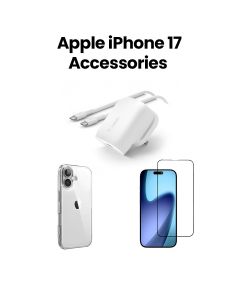Belkin iPhone 17 Accessories Bundle Clear Case + Glass Screen Protector + 30W USB-C Wall Charger | Transparent