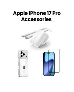 Belkin iPhone 17 Pro Accessories Bundle Clear Case + Glass Screen Protector + 30W USB-C Wall Charger | Transparent