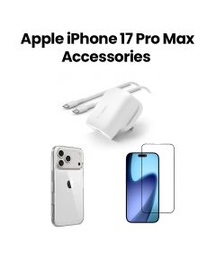 Belkin iPhone 17 Pro Max Accessories Bundle Clear Case + Glass Screen Protector + 30W USB-C Wall Charger | Transparent