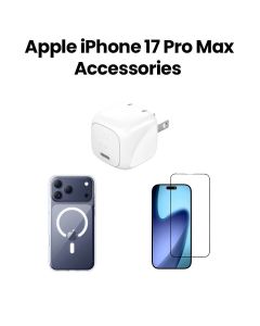 Belkin iPhone 17 Pro Max Accessories Bundle MegSafe Clear Case + Glass Screen Protector + 30W USB-C Wall Charger | Transparent