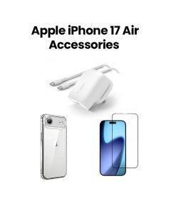 Belkin iPhone 17 Air Accessories Bundle Clear Case + Glass Screen Protector + 30W USB-C Wall Charger | Transparent
